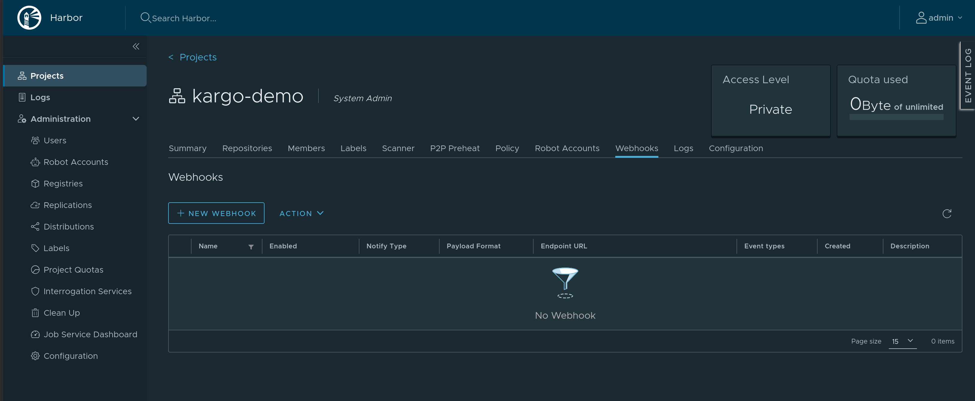 Webhooks View Webhooks View